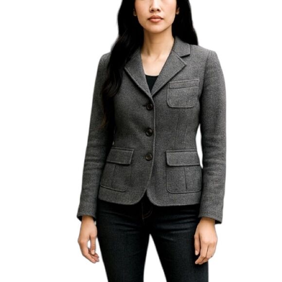 Banana Republic Heather Gray Blazer Size 2 -‎ Viscose Wool Blend - Picture 1 of 8